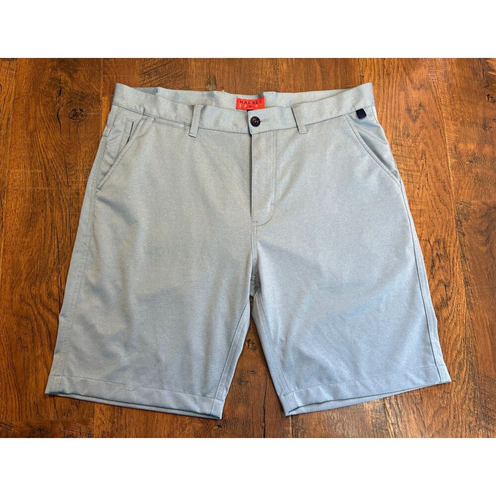 Halsey Sport Men’s Gray Stretch Chino Shorts Flat Front 9" Inseam Pockets
